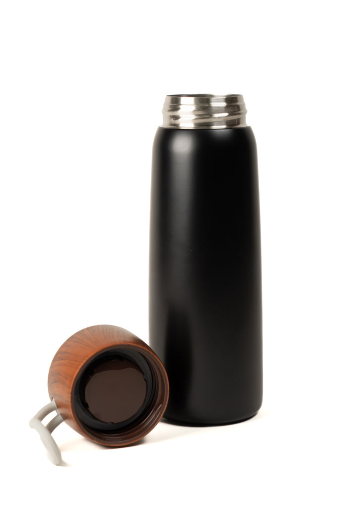 Black Insulated Tumbler With Wooden Lid – Online Only