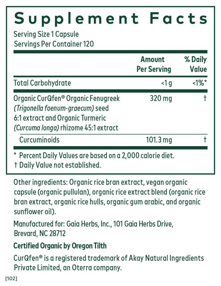 Gaia Herbs Pro: Turmeric Fenugreek Complex - (60 tablets)