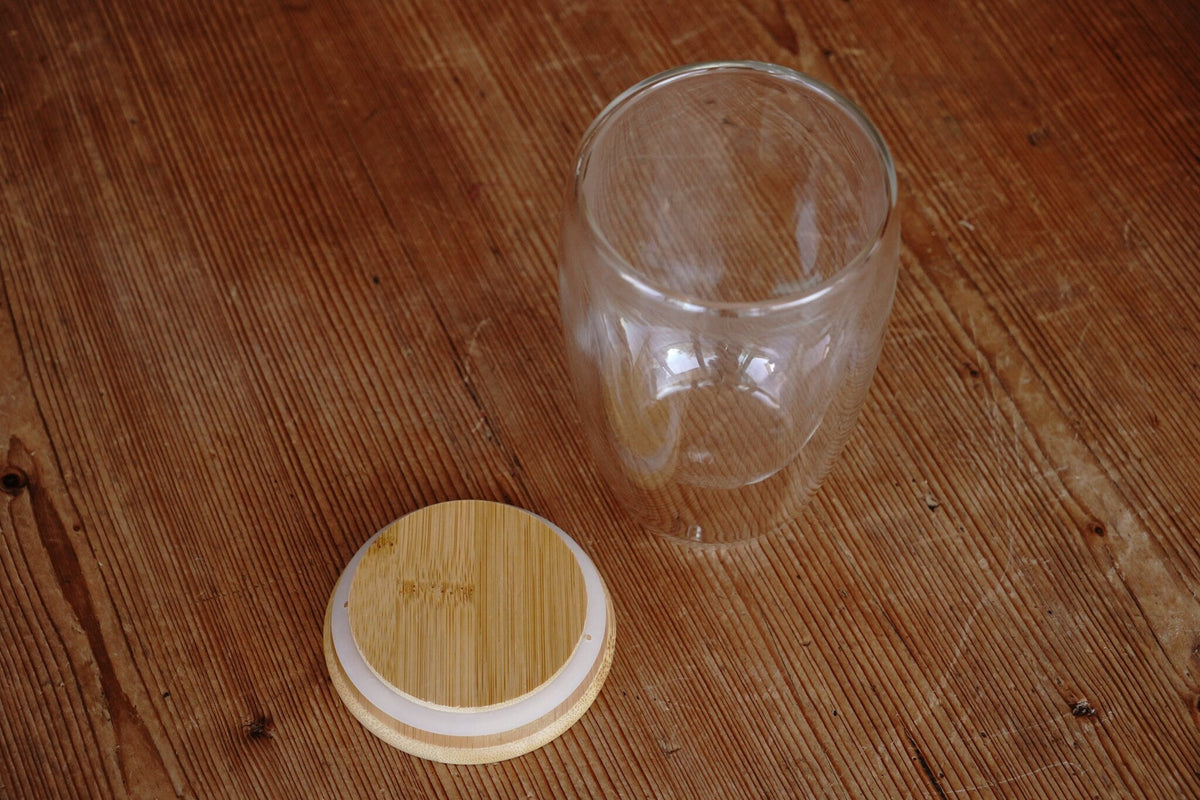 Double-Walled Glass Mug for Infusing Coffee and Tea - Bamboo Lid and Rubber Closing Seal – Online Only