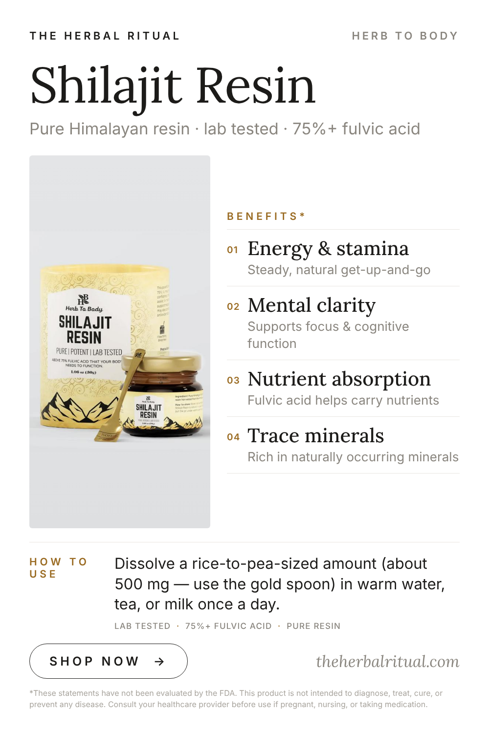 Shilajit Resin from Herb to Body