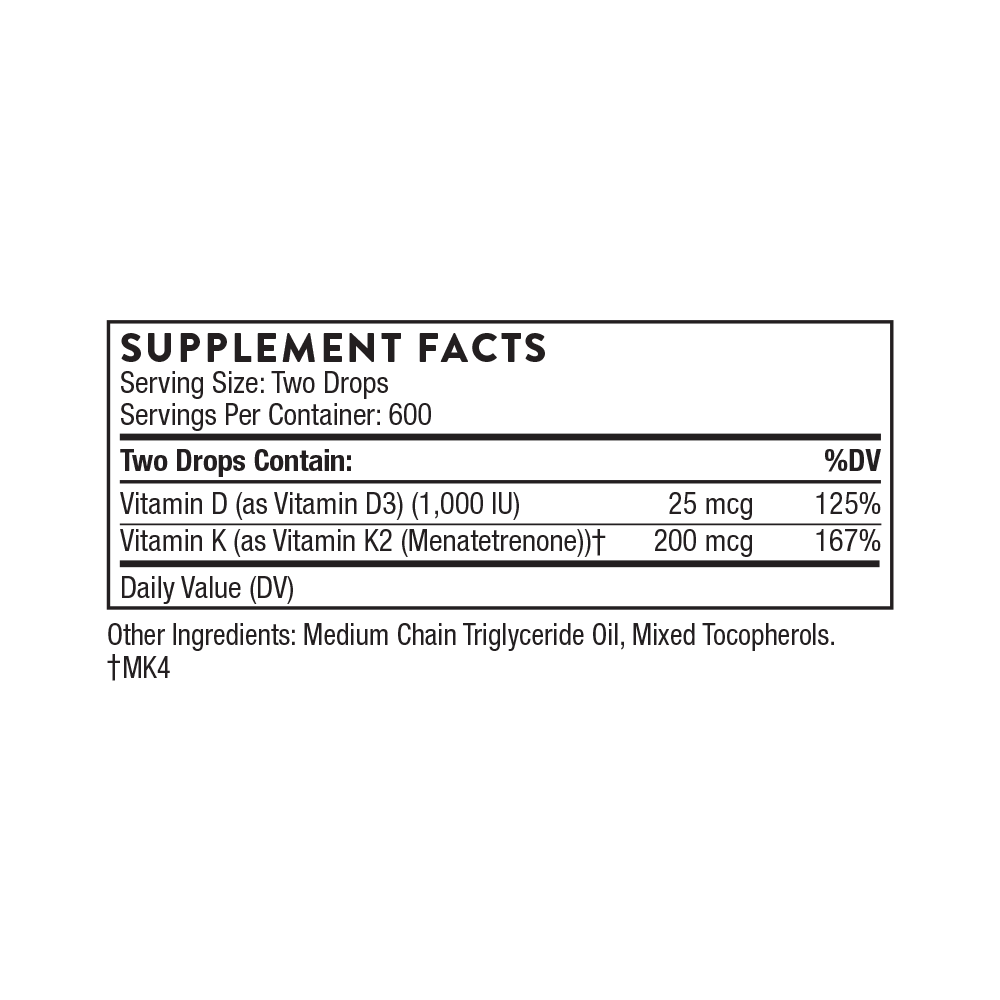Thorne: Vitamin D + K2 Liquid (30 mL)