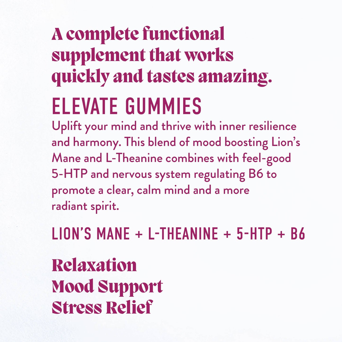Elevate Mushroom Gummies (5) / Vegan Supplement / Mood