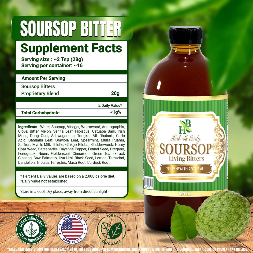 Soursop Bitters Herbal Tonic 16oz - Botanical Blend