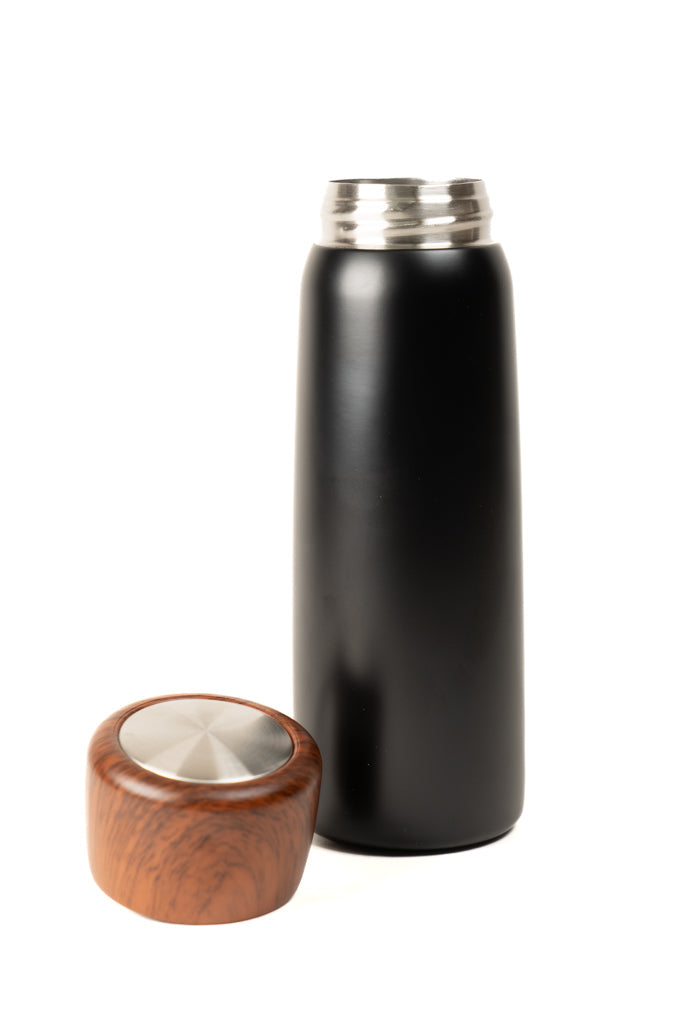 Black Insulated Tumbler With Wooden Lid – Online Only