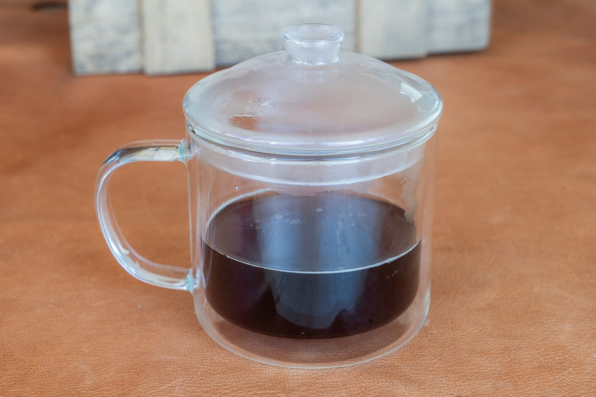 Traditional Double Walled Glass Mug with Lid – Online Only