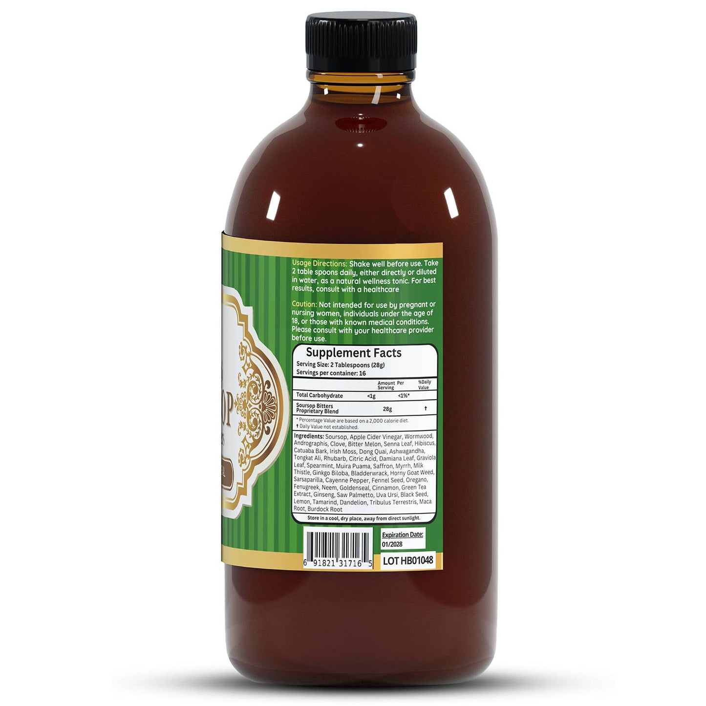 Soursop Bitters Herbal Tonic 16oz - Botanical Blend