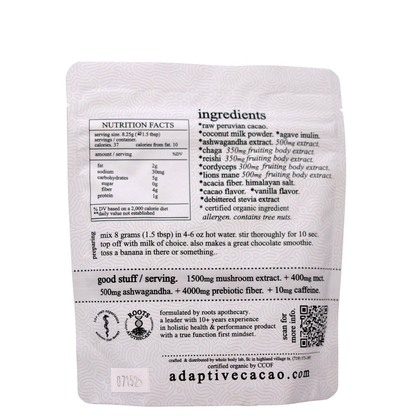 Roots Apothecary: Adaptive Cacao Powder (mini bag)