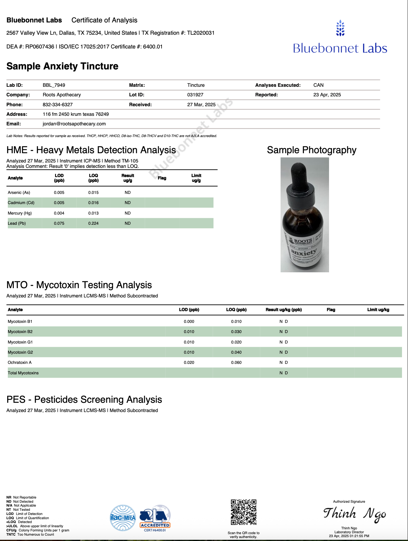 Roots Apothecary: Anxiety Tincture
