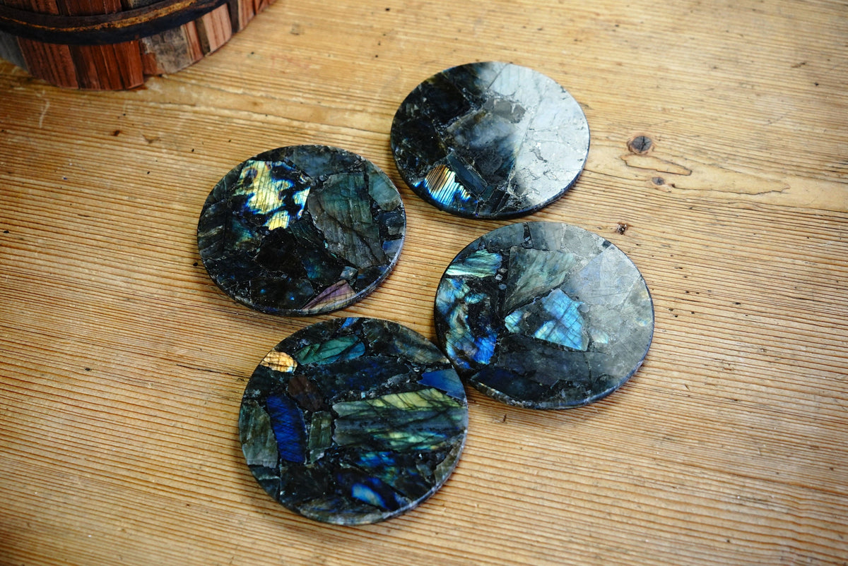 Round Labradorite Coasters – Online Only